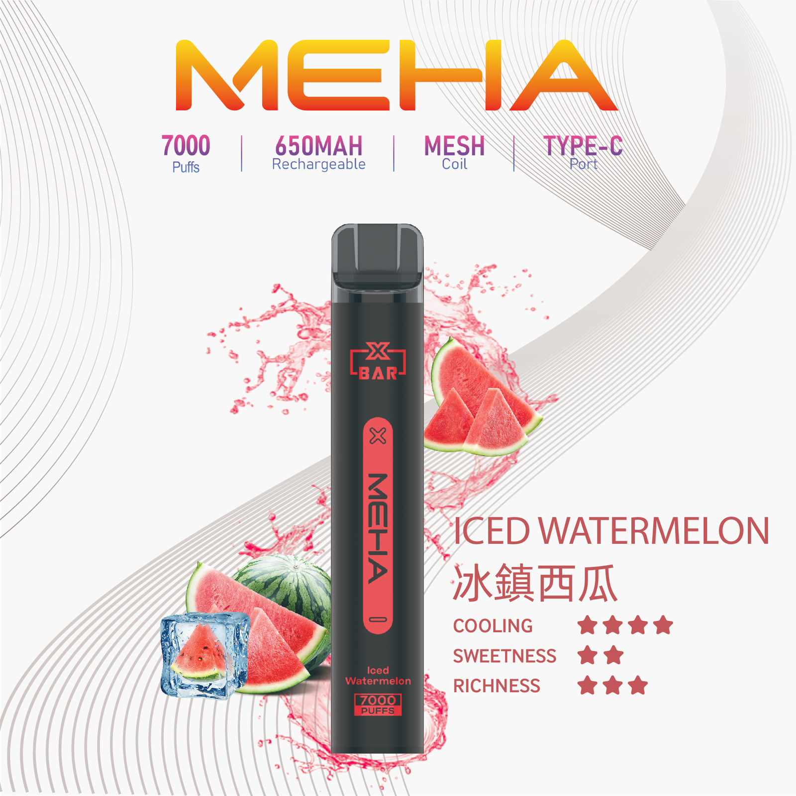 新品🔥MEHA X-BAR小黑條 魅嗨拋棄式7000口|大容量持久型:圖片 4
